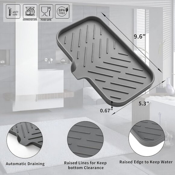 Silicone Soap Dish, 9.6"×5.3" Silicone Soap Holder for Bathroom and Kitchen, Sin - Picture 4 of 8